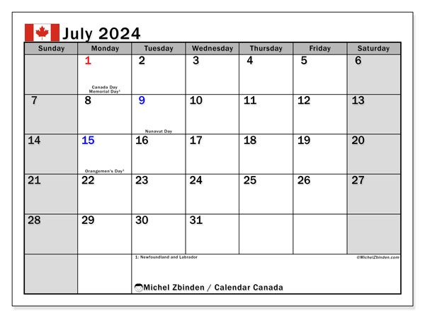 Calendar July 2024 Canada Michel Zbinden CA - Free Printable 2024 Monthly Calendar With Holidays Canada