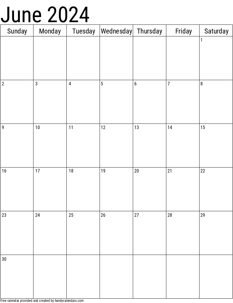 Calendar June 2024 Free Printable Calendar 2024 All Holidays - Free Printable 2024 Monthly Calendar June