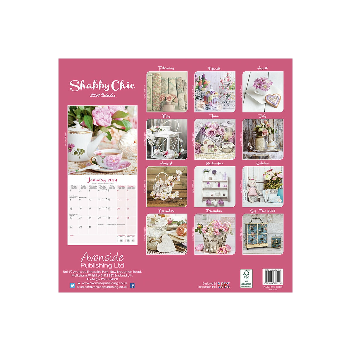 Calendrier 2024 Shabby Chic | Free Printable 2024 Calendar Shabby Chic