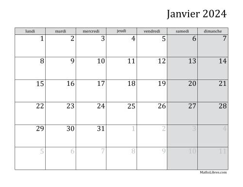 Calendrier Mensuel 2024 D but De La Semaine Le Lundi - Free Printable 2024 Monthly Calendar Monday To Sunday