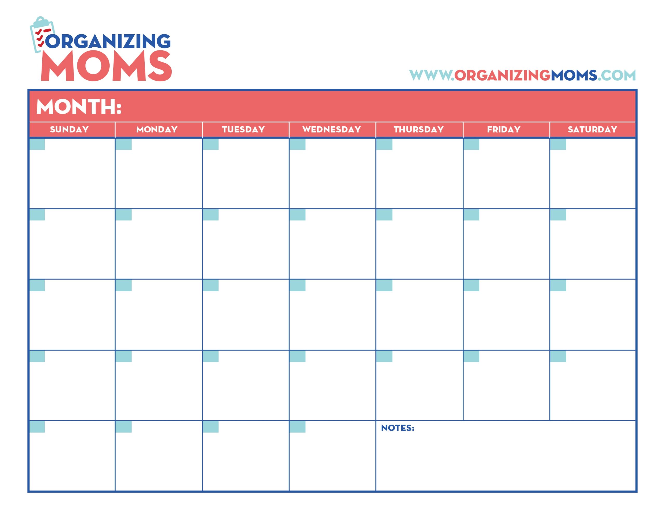 Customizable Calendar Free Printable From Organizing Moms - Free Printable 2024 Monthly Calendar Customizable