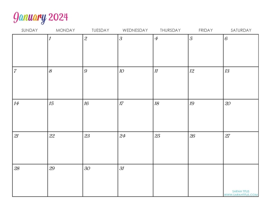 Customized Editable 2024 Free Printable Calendars Workfromhome | Free Printable 2024 Monthly Calendar Customizable