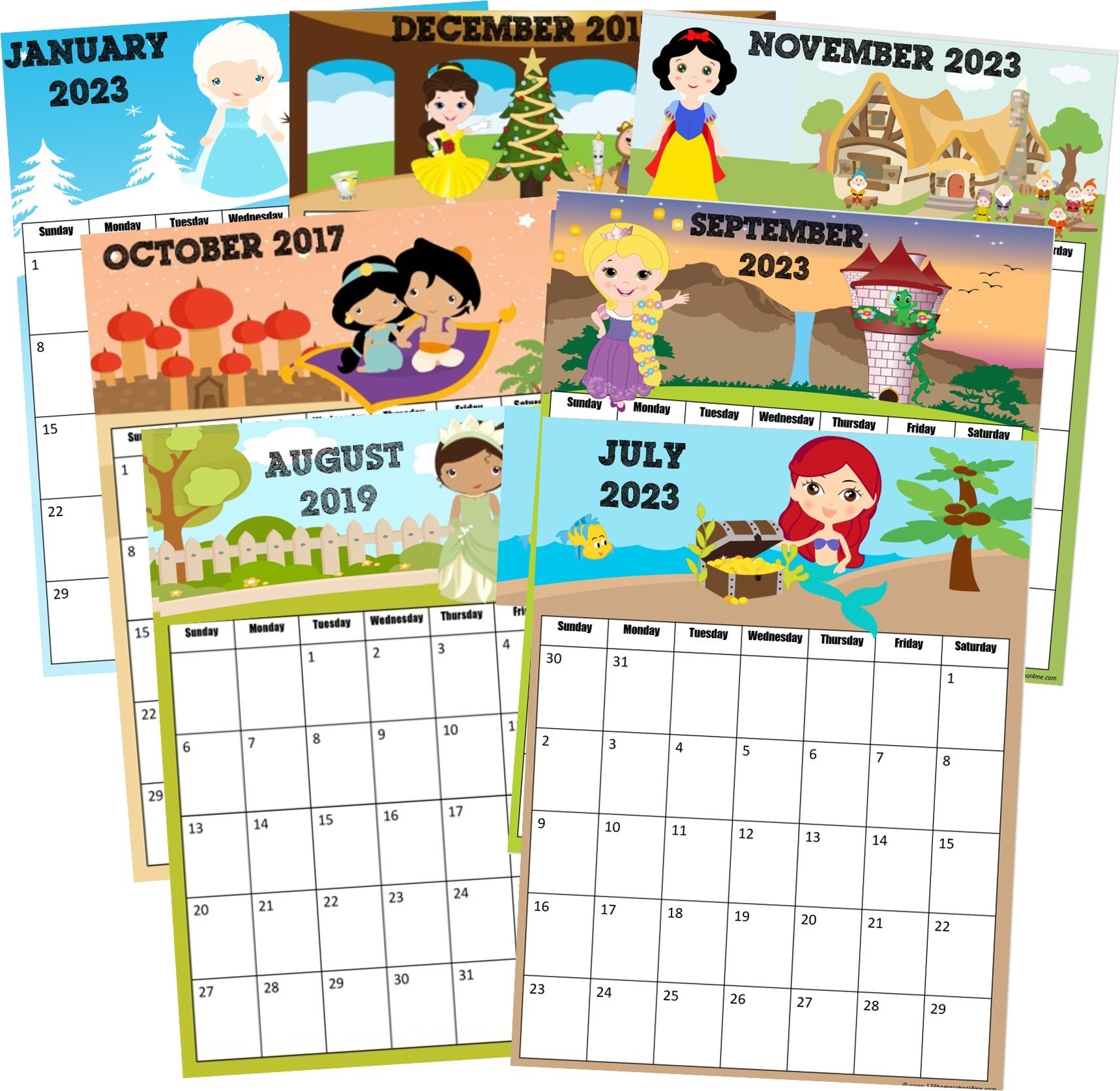 Cute Calendar 2024 Kids Disney Dasya Emogene | Free Printable 2024 Calendar With Disney Characters