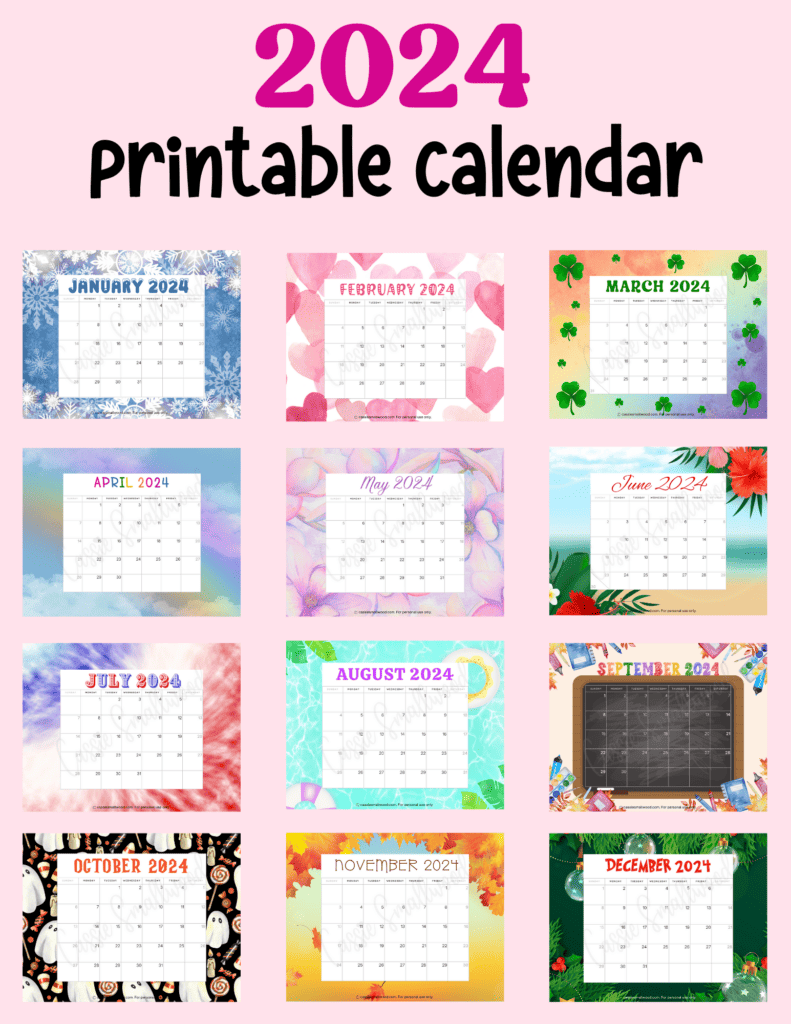 Cute Free Printable Monthly Calendar 2024 Cassie Smallwood | Free Printable 2024 Calendar By Month Cute