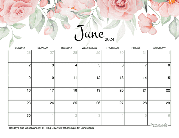 Cute June 2024 Calendar Printable Template Vikki Jerrilee - Free Printable 2024 June Calendar