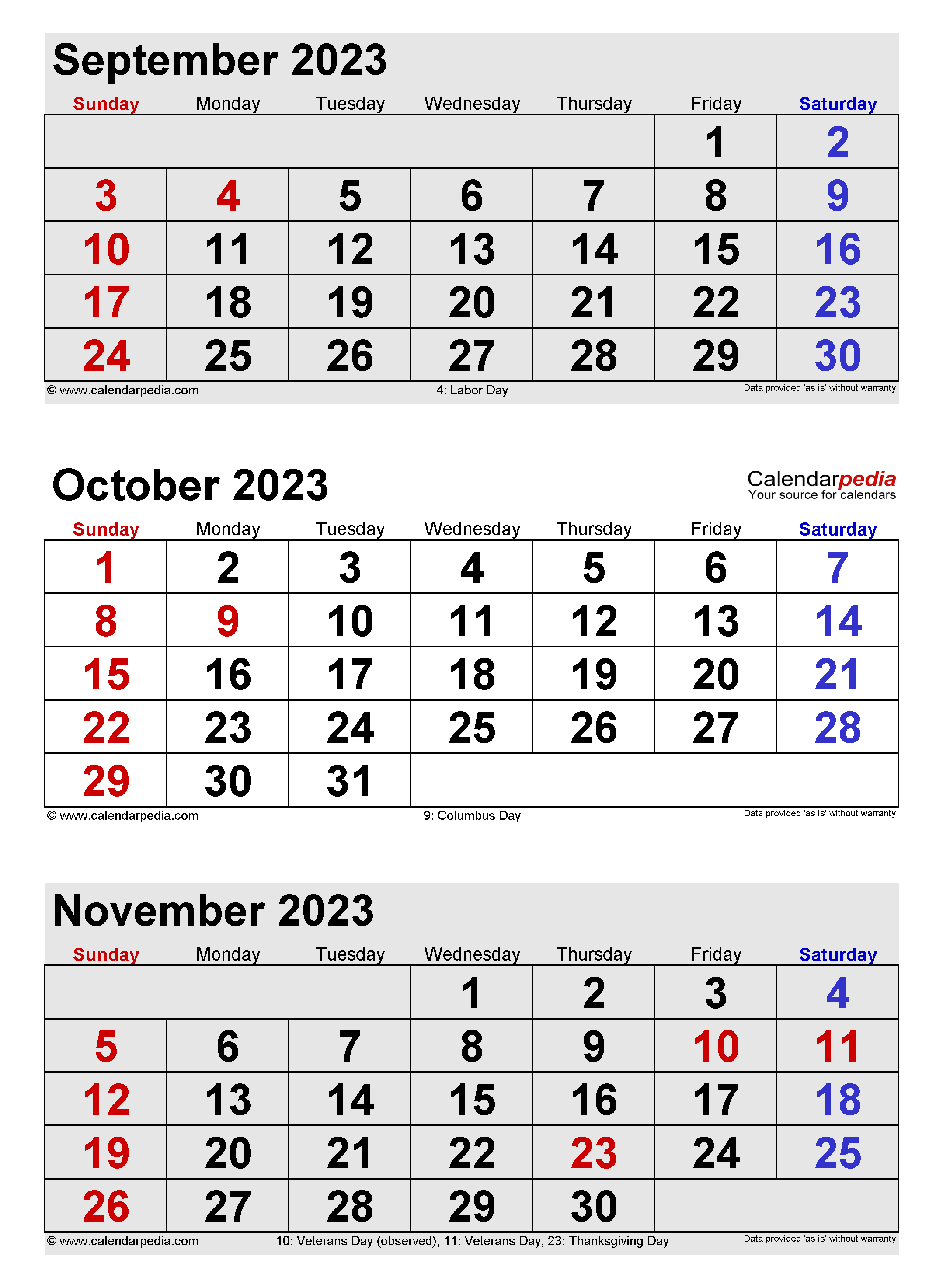 December 2023 Make A Calendar 2023 Calendar Three Months Per Page - Free Printable 3 Month Calendar October December 2024