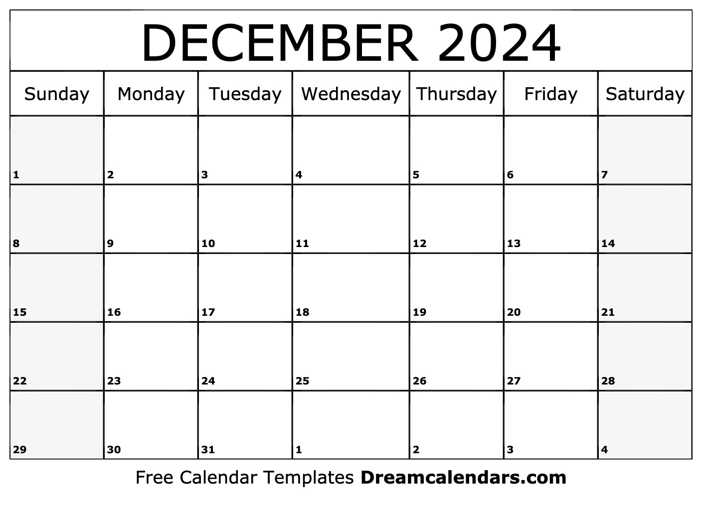 December 2024 Calendar | Free Blank Printable With Holidays inside Free Printable Blank December 2024 Calendar