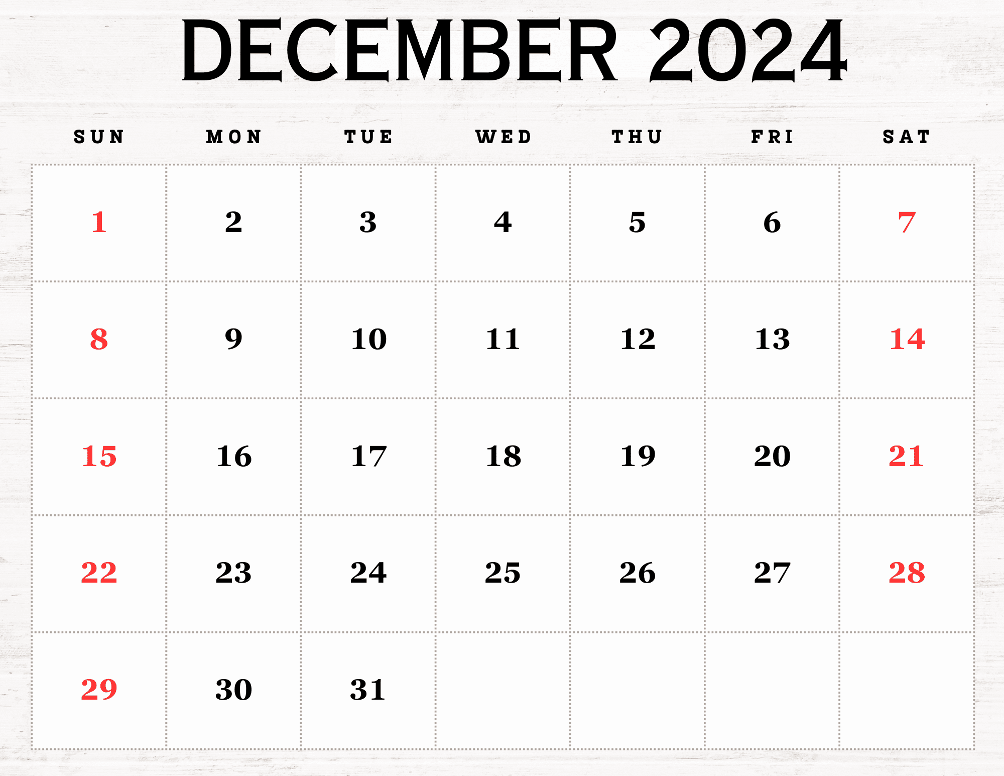 December 2024 Calendar Printable Pdf Blank Free Templates throughout Free Printable Appointment Calendar December 2024