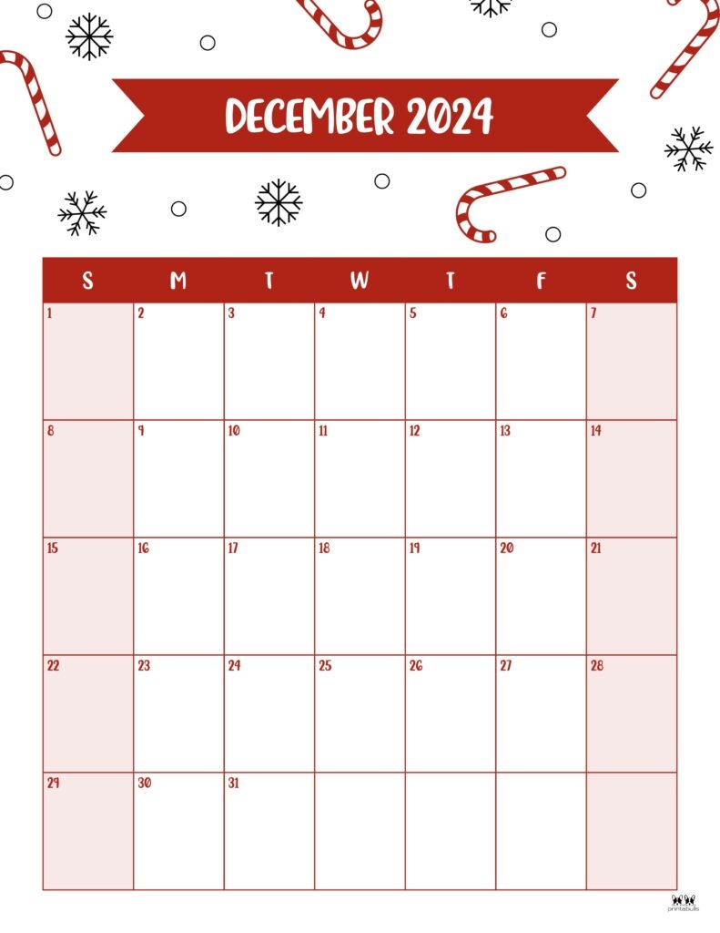 December 2024 Calendars - 50 Free Printables | Printabulls pertaining to Free Printable Calendar 2024 November December Christmas