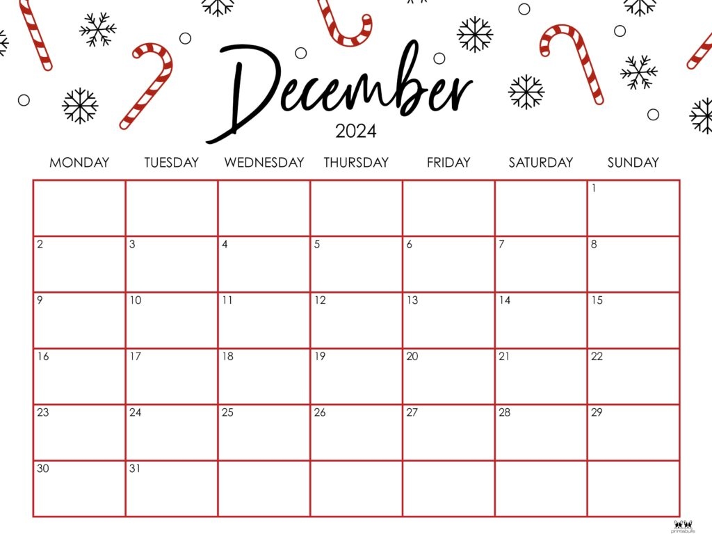 December 2024 Calendars - 50 Free Printables | Printabulls regarding Free Printable Calendar 2024 Deember
