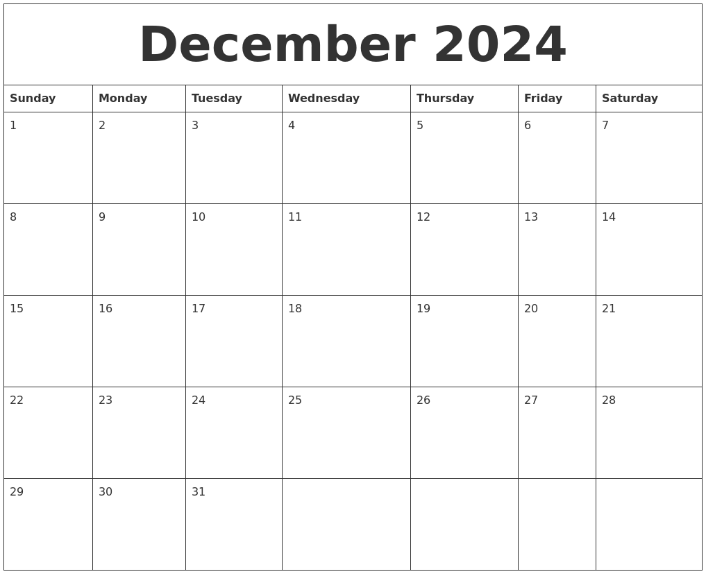 December 2024 Free Printable Calenders - Free Printable 2024 Calenders