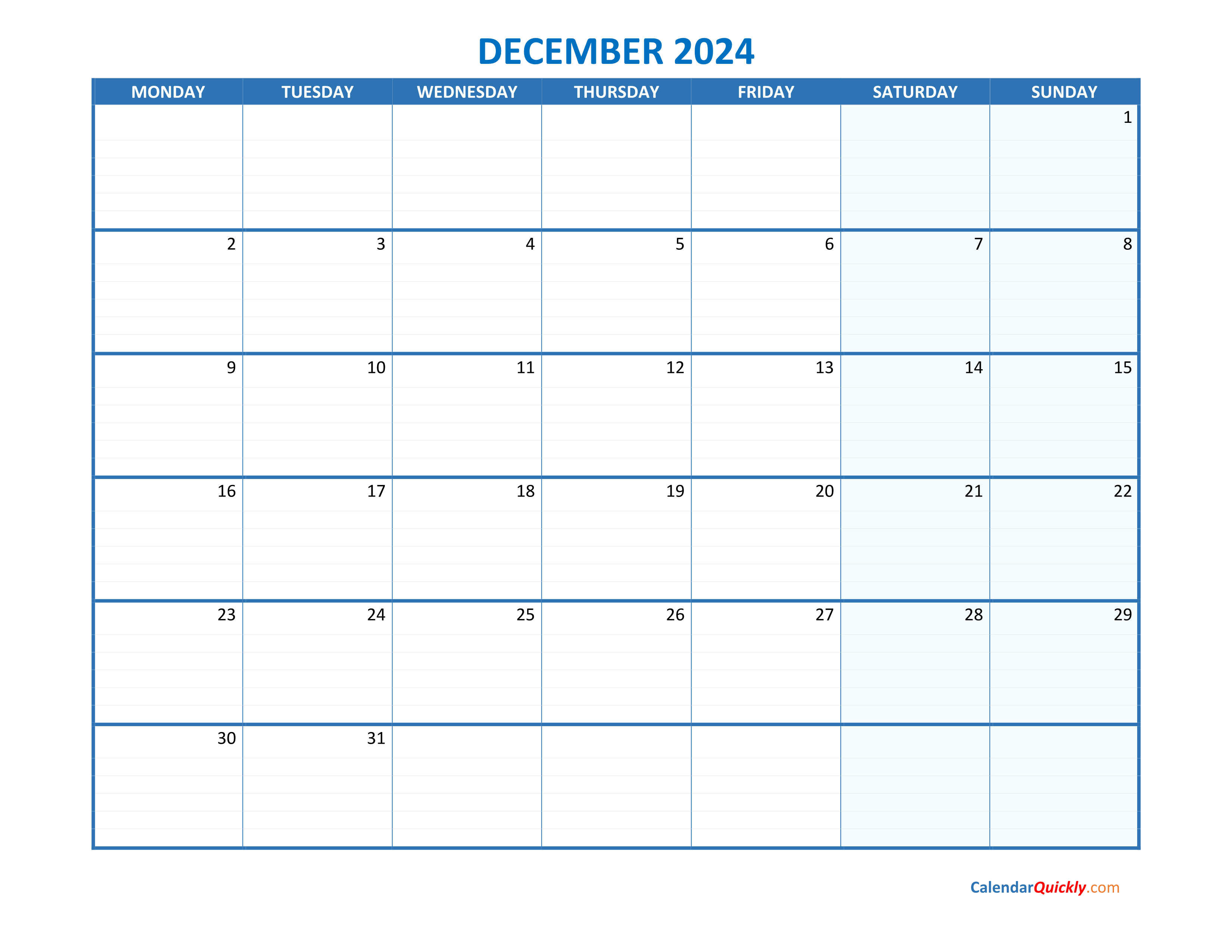 December Calendar 2024 Printable Monday Start Top The Best Incredible - Free Printable 2024 Calendar December
