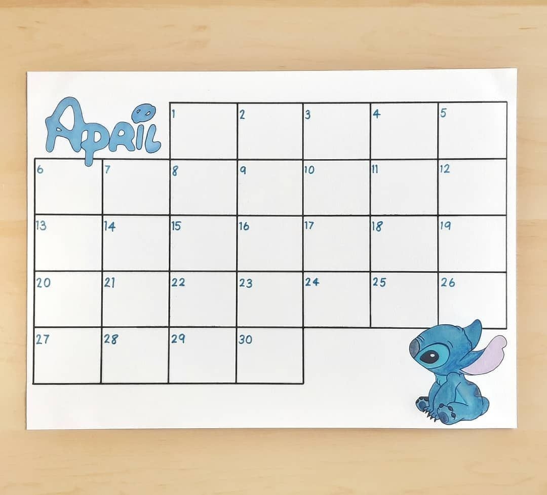 Disney s Stitch Themed April Calender Lilo And Stitch Stitch Disney - Free Printable 2024 Calendar Disney Stitch