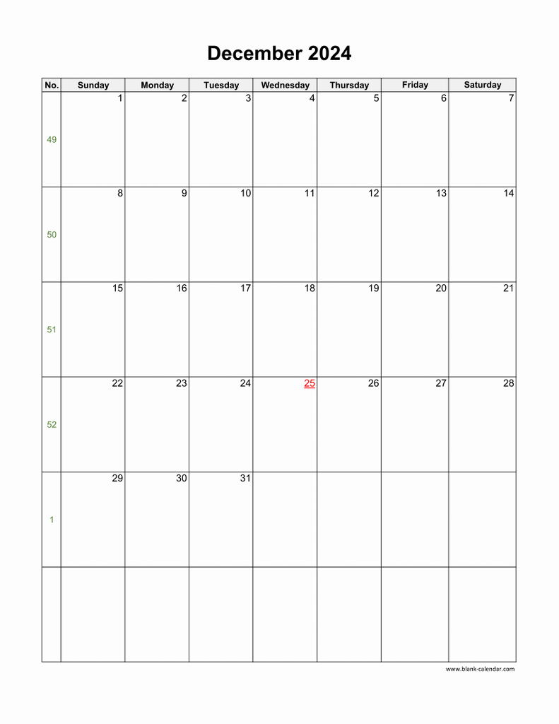 Download December 2024 Blank Calendar (Vertical) regarding Free Printable Blank December 2024 Calendar