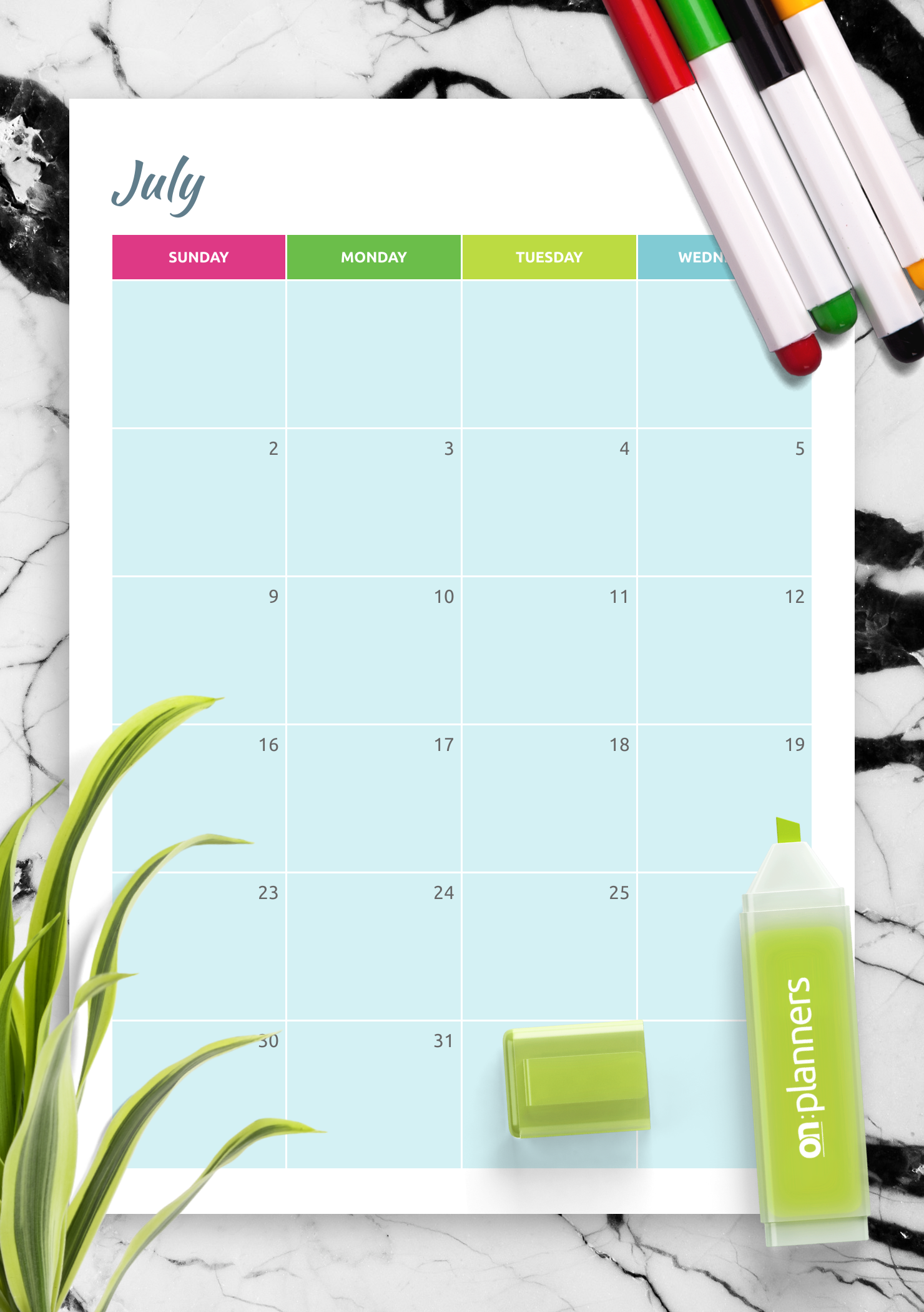Download Printable Colorful Monthly Calendar PDF - Free Printable 2024 Monthly Calendar Colorful
