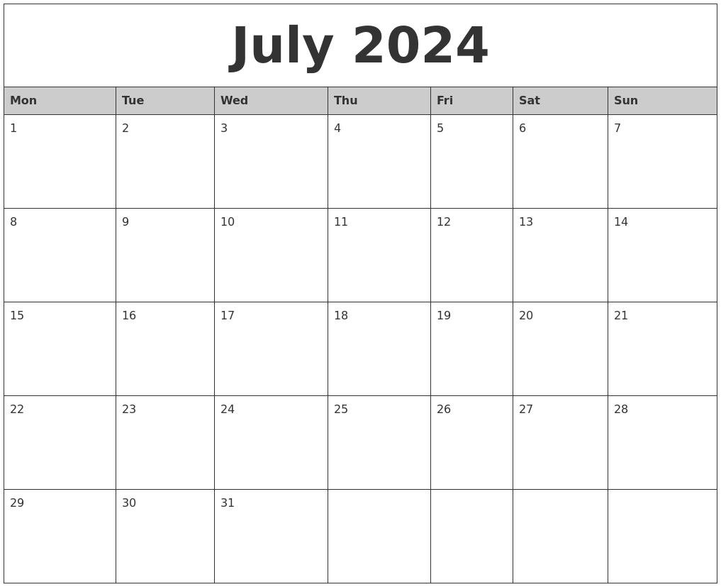 Download Printable Monthly Calendar July 2024 Pdf Version Vrogue - Free Printable 2024 Monthly Calendar With Holidays July