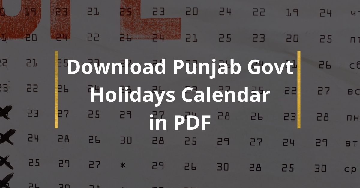 Download Punjab Govt Calendar In PDF 2024 Gazetted Holidays 2024 | Free Printable 2024 Calendar With Holidays Punjab