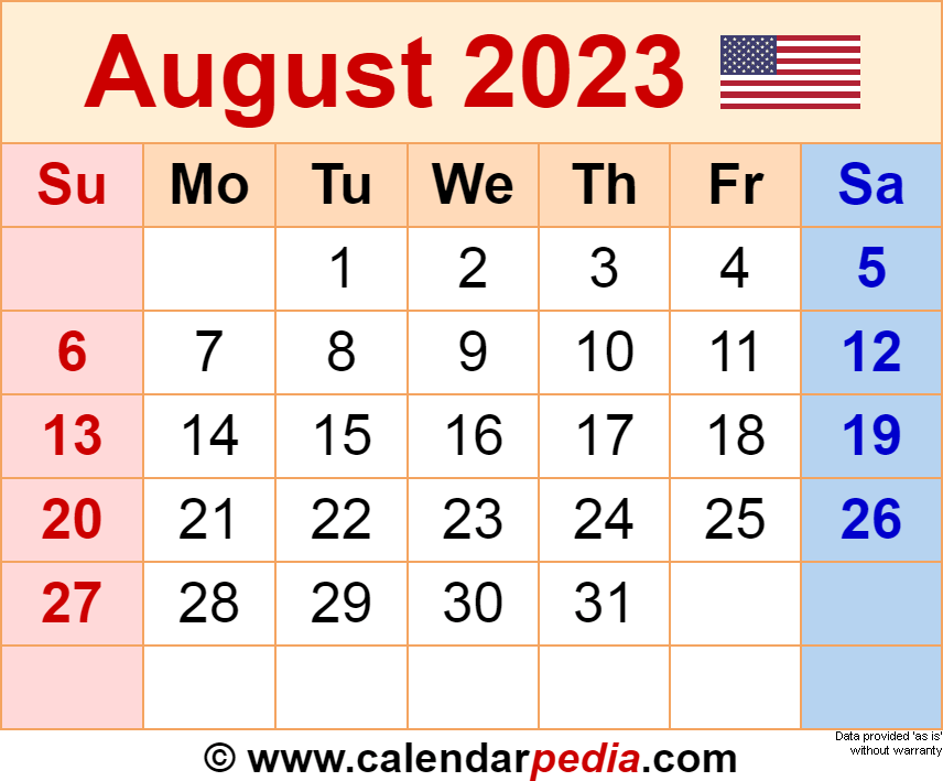 Editable 2023 Calendar Excel The Ultimate Guide August 2023 Calendar - Free Printable 2024 Calendar Augustt September October