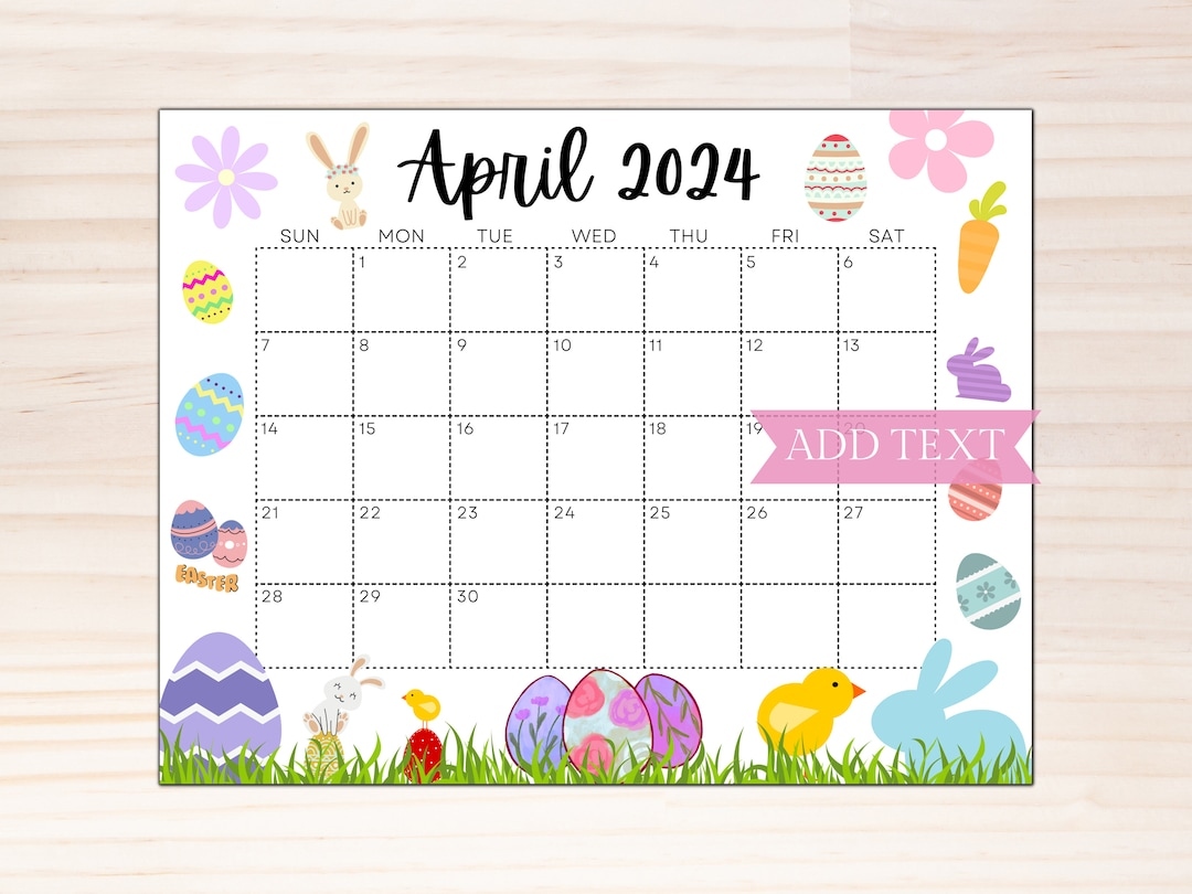 Editable April 2024 Calendar, Printable Calendar 2024, Beautiful throughout Free Printable April 2024 Easter Calendar