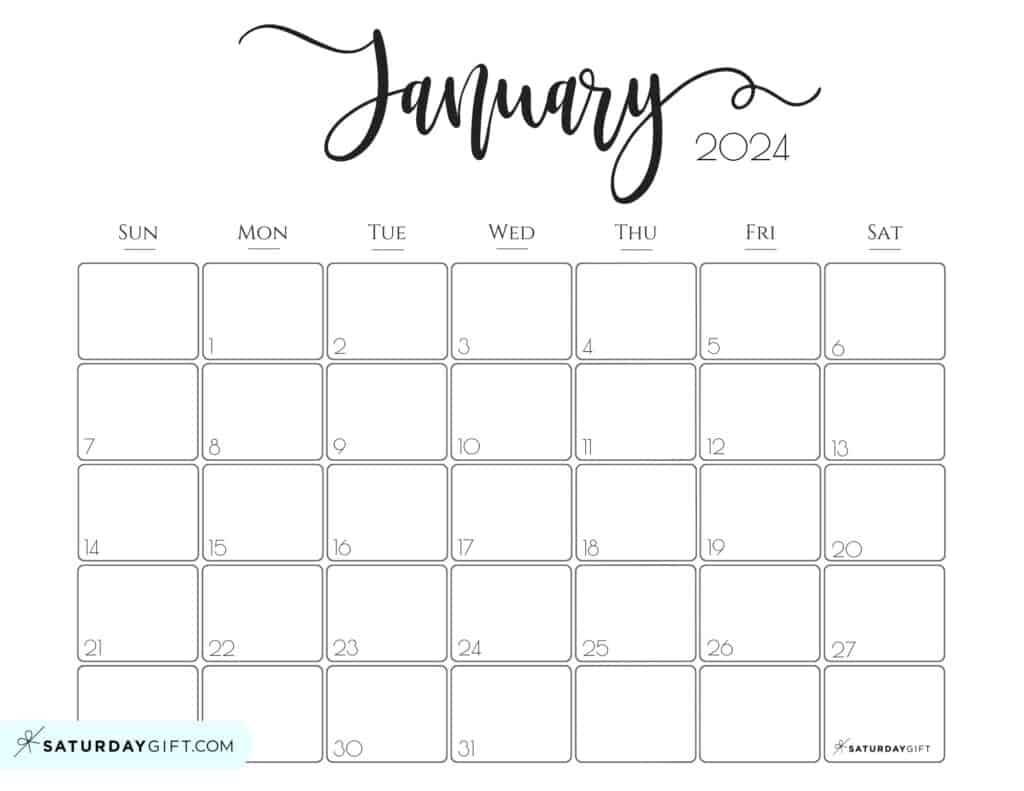 Elegant Printable Calendar 2024Saturdaygift - Readers&amp;#039; Favorite regarding Free Printable Blank Calendar For 2024