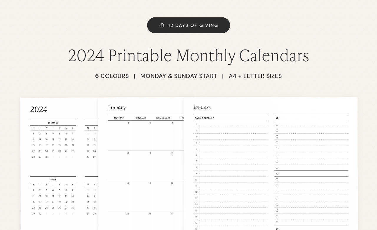 Emma&amp;#039;S Studyblr — 2024 Printable Monthly Calendars (4 Designs, 6 with regard to Free Printable Calendar 2024 Tumblr