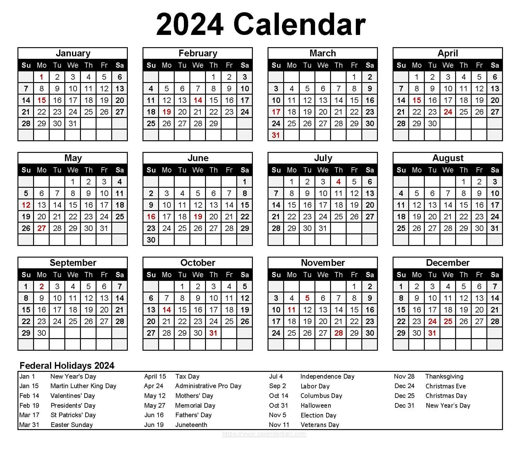 Excel Calendar Template 2024 - Calendarkart for Free Printable Calendar 2024 In Excel