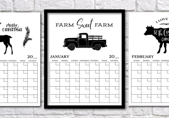Farmhouse Monthly Calendar Instant Digital Download PDF Diy Etsy - Free Printable 2024 Farmhouse Calendar