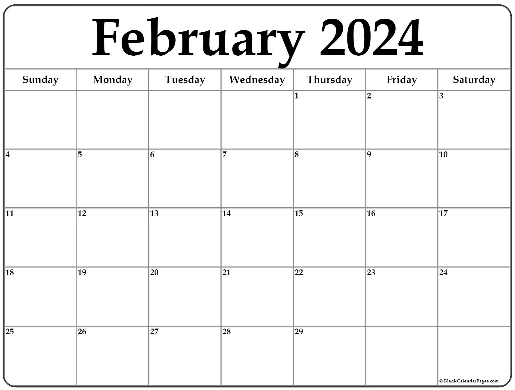 February 2024 Calendar | Free Printable Calendar intended for Free Printable Calendar 20241