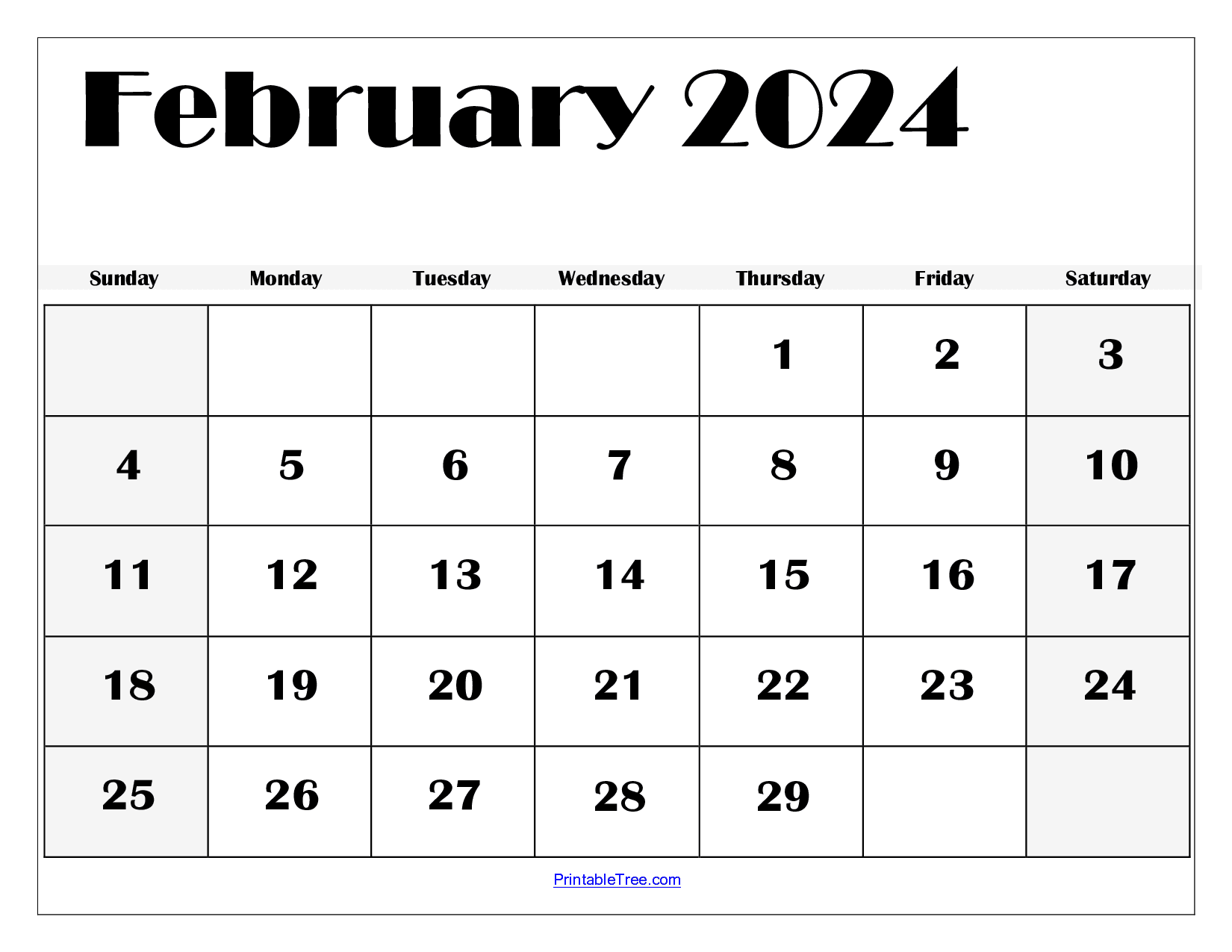 February 2024 Calendar Large Print Lula Sindee - Free Printable 2024 Calendar With Big Numbers