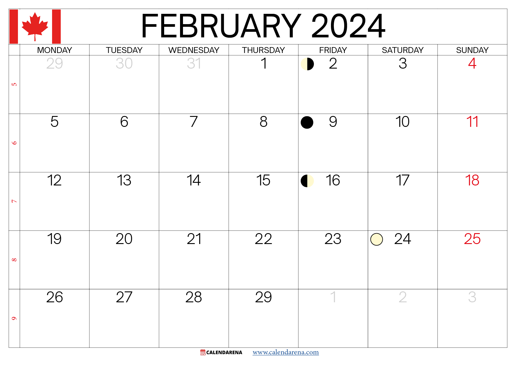 February 2024 Calendar With Holidays Canada | February Calendar with regard to Free Printable Calendar 2024 With Canadian Holidays