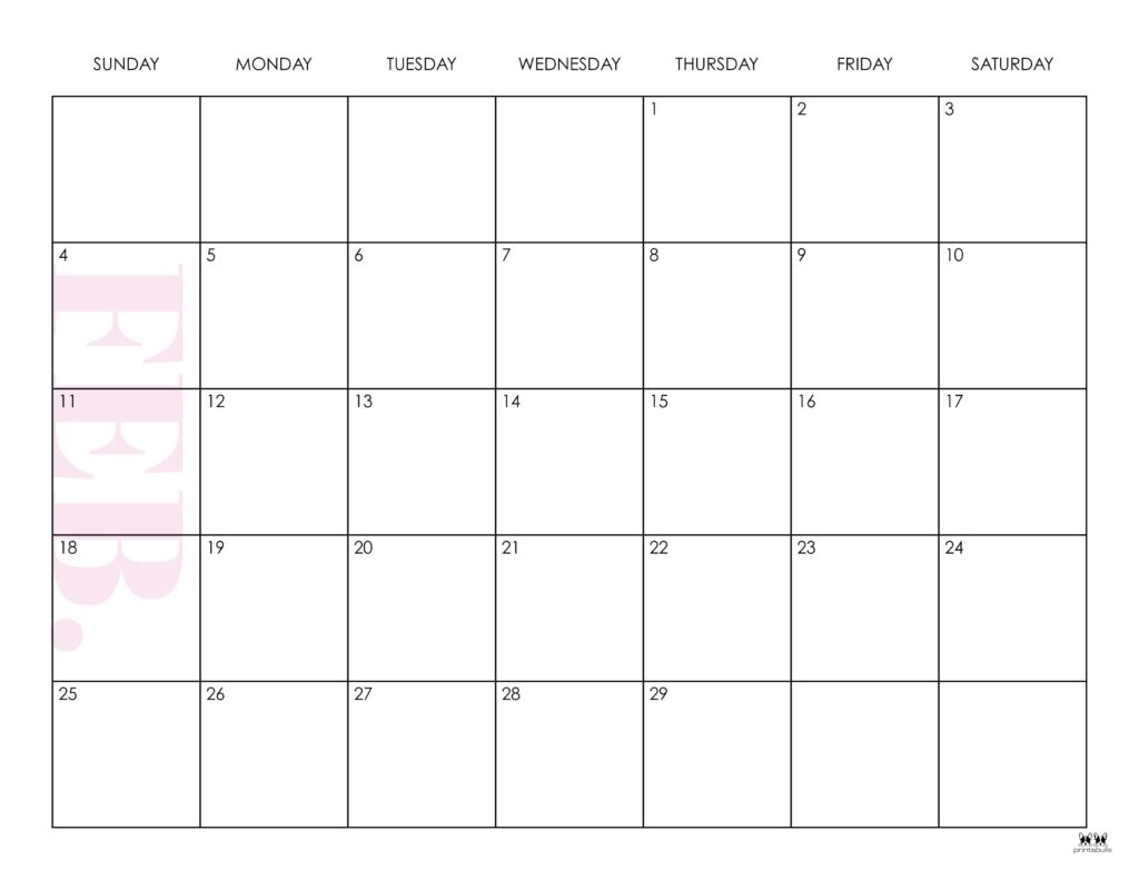 February 2024 Calendars - 50 Free Printables | Printabulls intended for Free Printable Calendar 20242