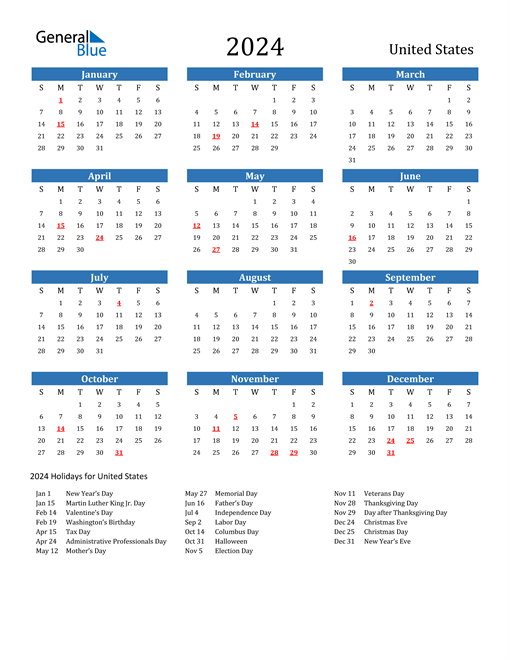 Federal Holidays 2024 Observed Date October November December 2024 - Free Printable 2024 Calendar With Holidays United States