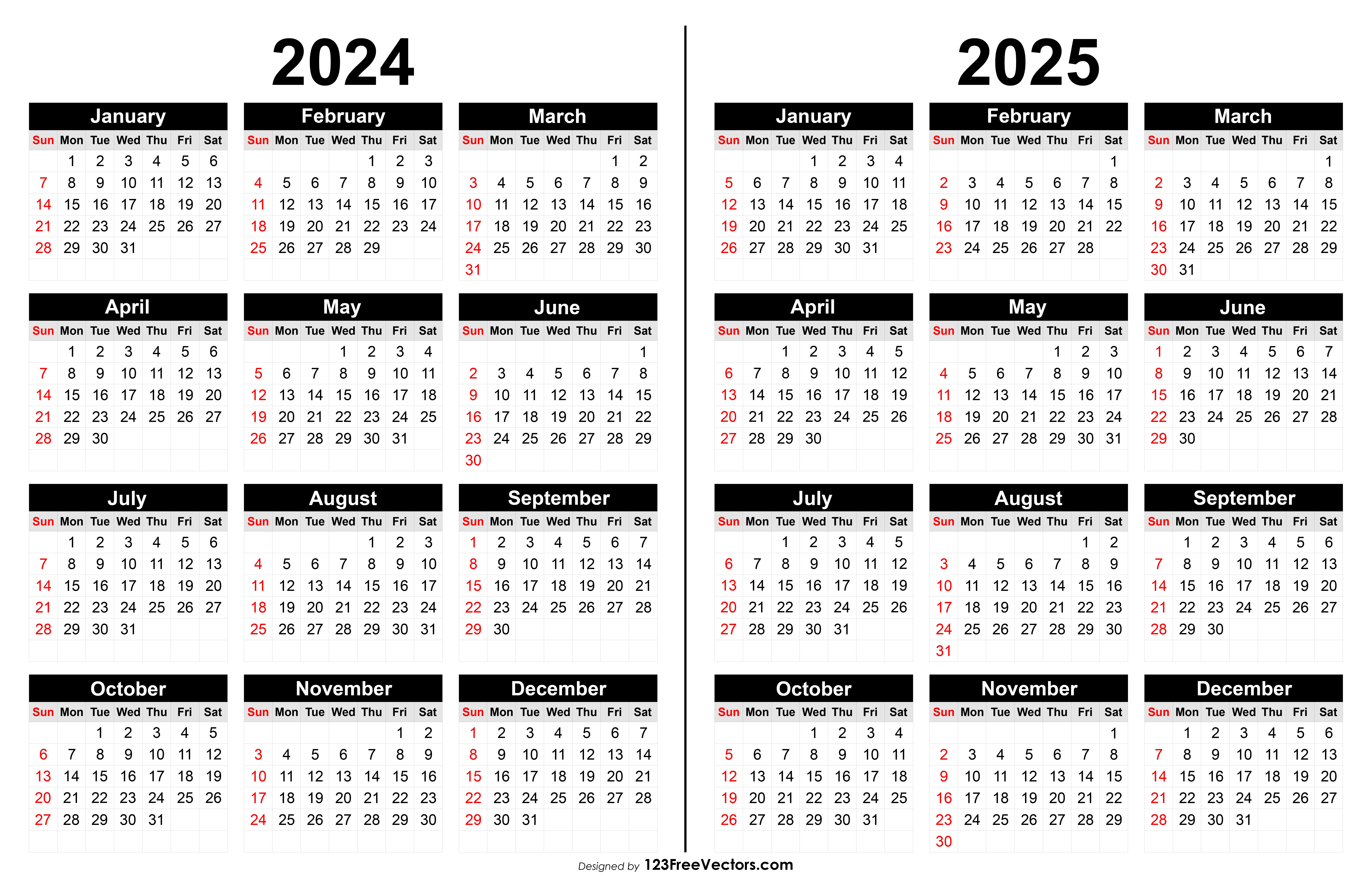 Free 2024 And 2025 Calendar Printable intended for Free Printable Calendar 2024 And 2025 With Holidays