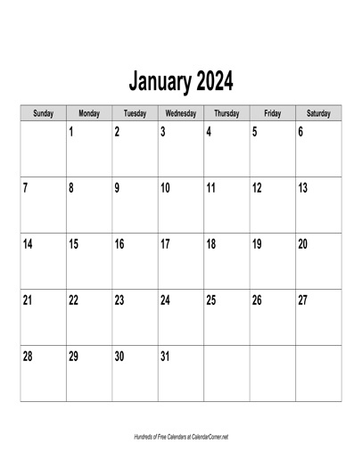 Free 2024 Calendar Landscape | Free Printable 2024 Monthly Calendar With Holidays Landscape