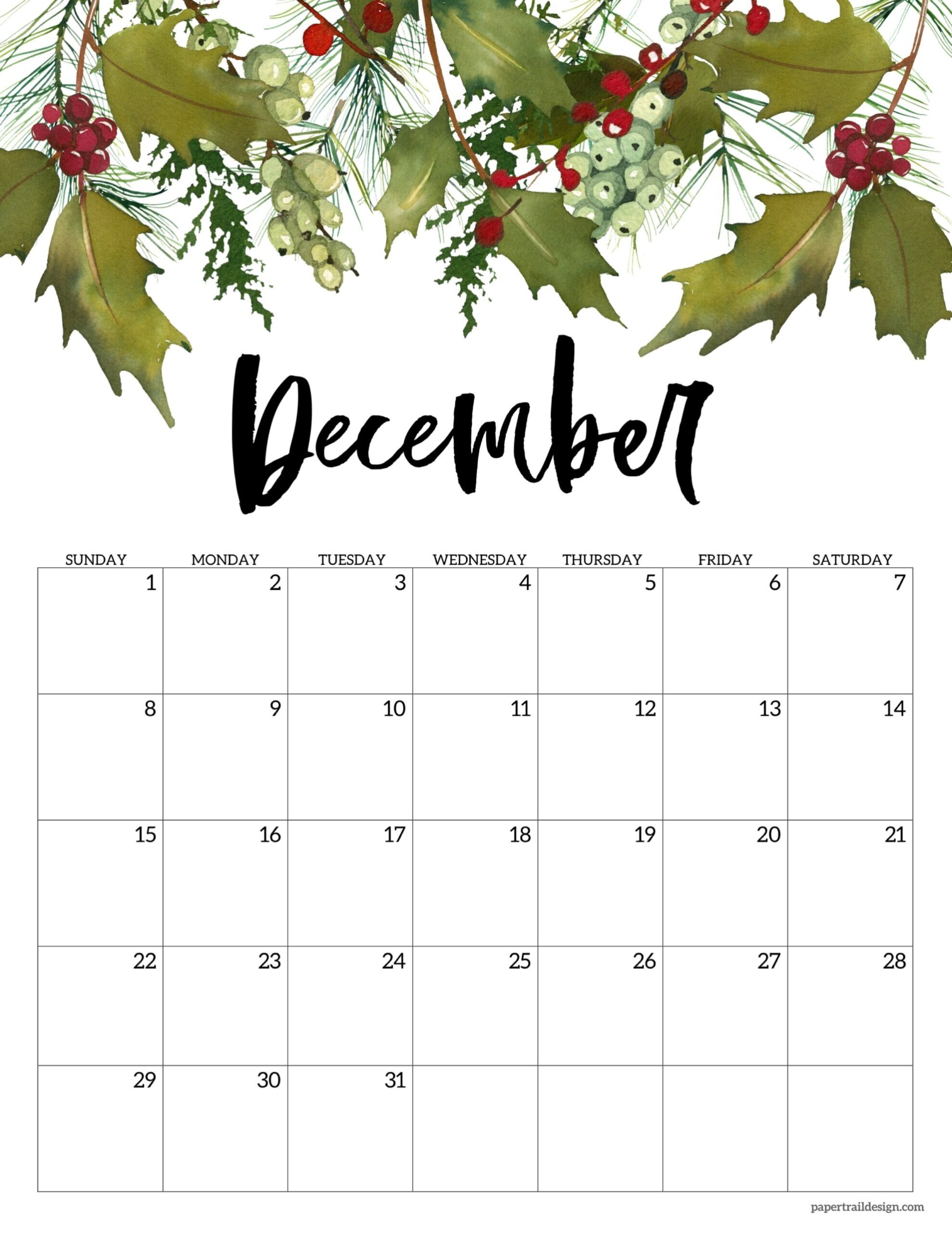 Free 2024 Calendar Printable – Floral - Paper Trail Design intended for Free Printable Calendar 2024 Paper Trail Design