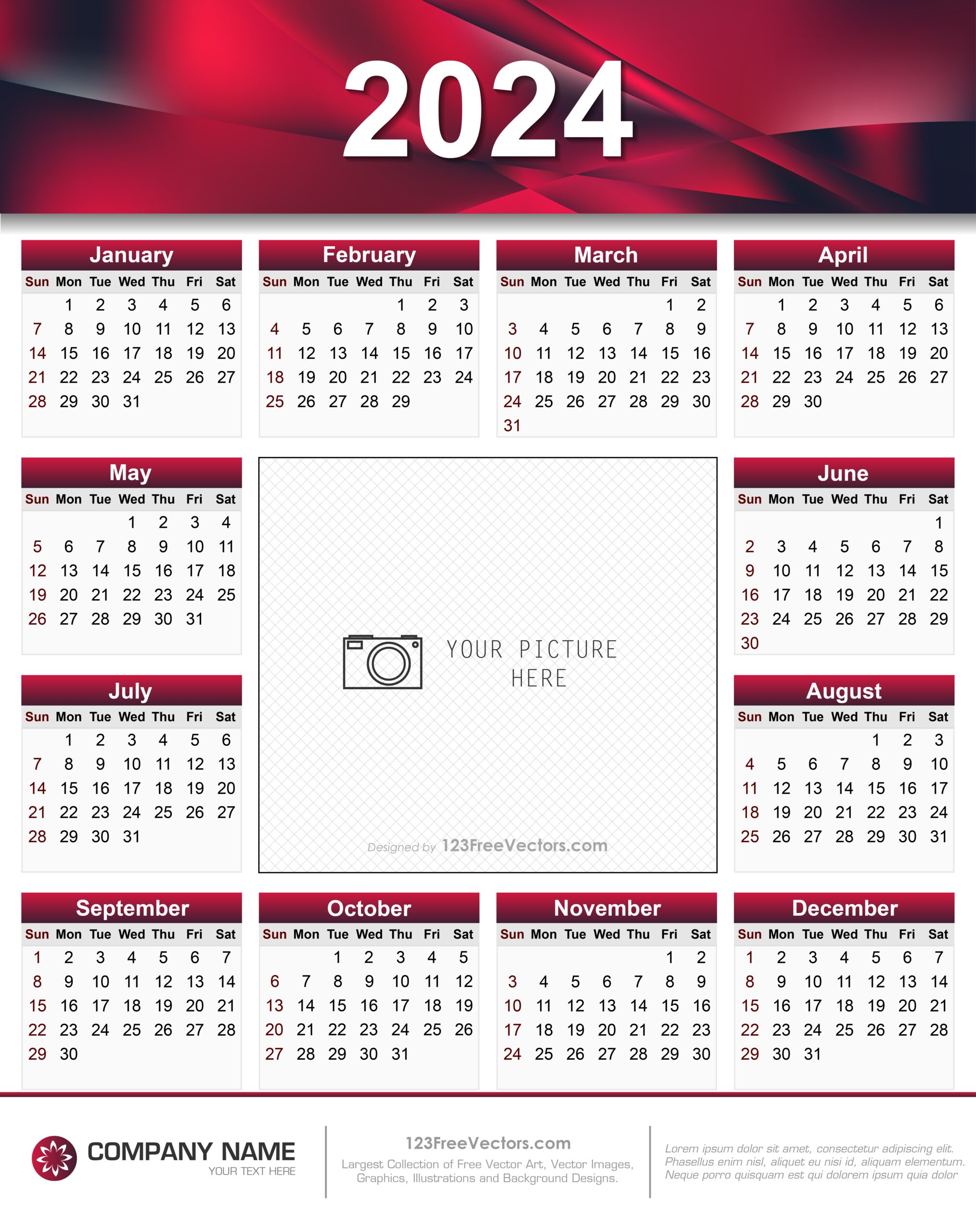Free 2024 Calendar Printable pertaining to Free Printable Banner Calendar 2024
