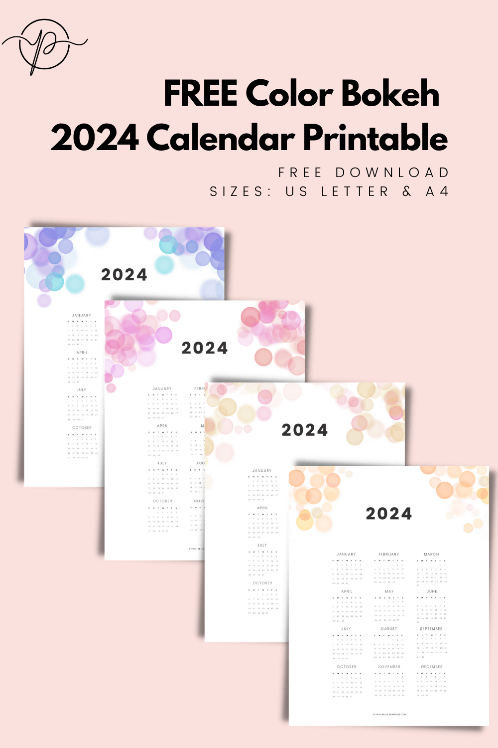 FREE 2024 Calendar Printables 24 Gorgeous Designs - Free Printable 2024 Monthly Calendar Colorful