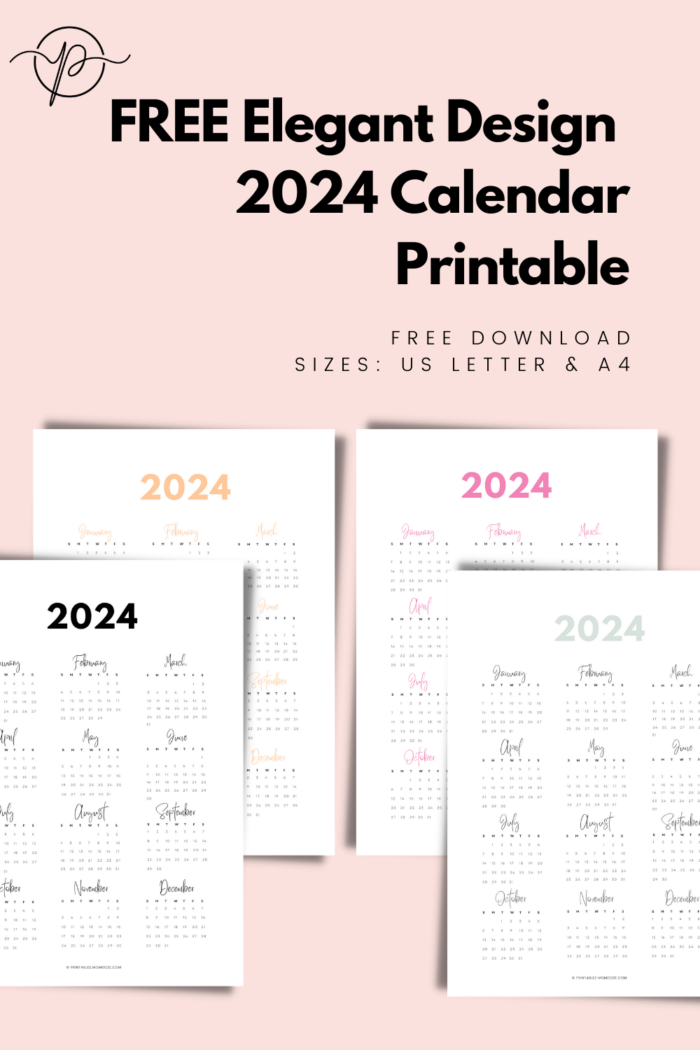 FREE 2024 Calendar Printables 24 Gorgeous Designs