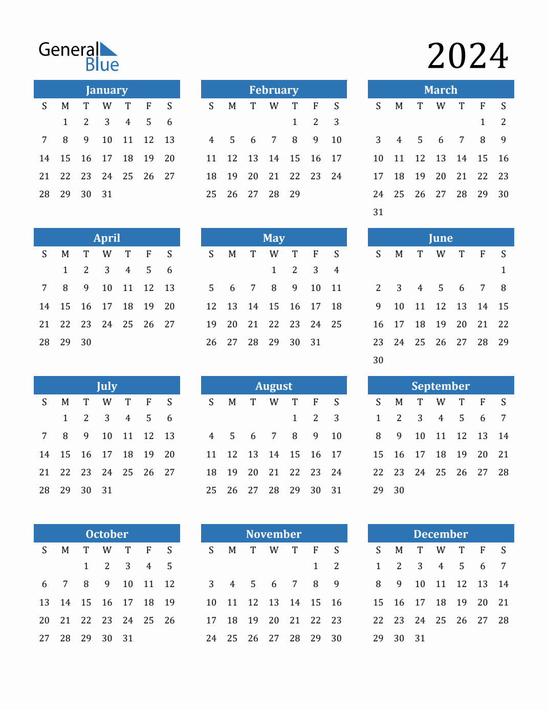 Free 2024 Calendars In Pdf, Word, Excel within Free Printable Calendar 2024 Yearly Pdf