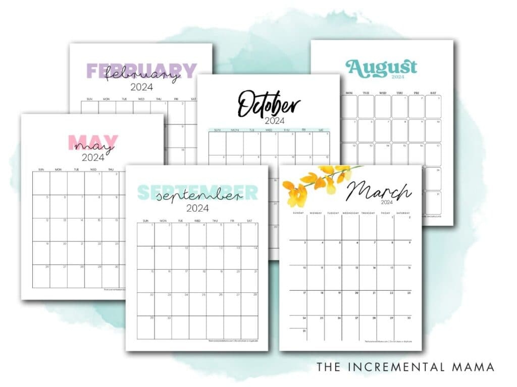 Free 2024 Monthly Calendar Printable Templates - The Incremental Mama with regard to Free Printable Bill Calendar 2024