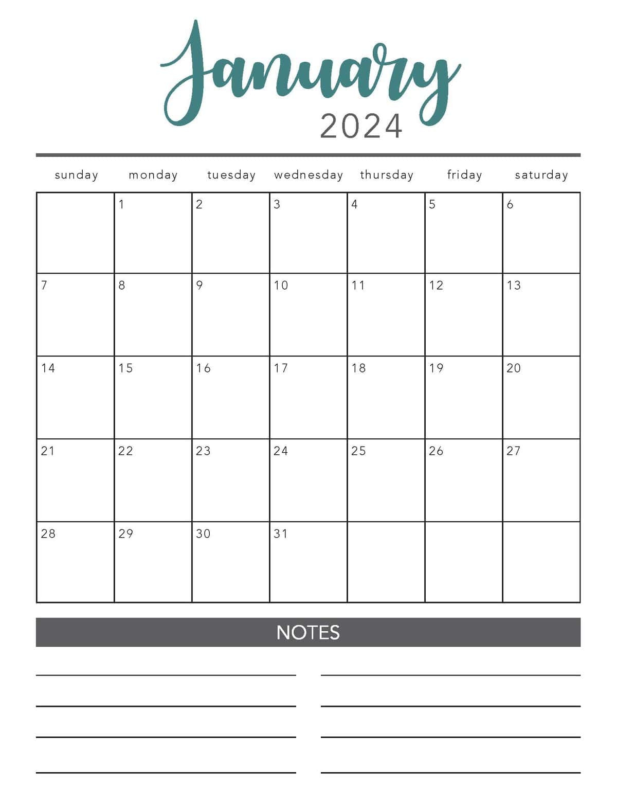 Free 2024 Printable Calendar Template - I Heart Naptime for Free Printable Calendar 2024 Print Free
