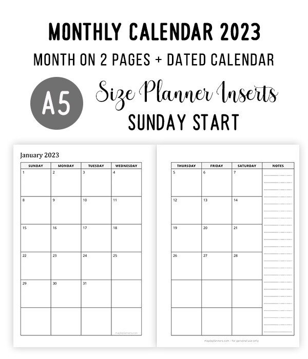 Free A5 Calendar Printables 2024 2024 CALENDAR PRINTABLE - Free Printable A5 2024 Monthly 2 Page Calendar