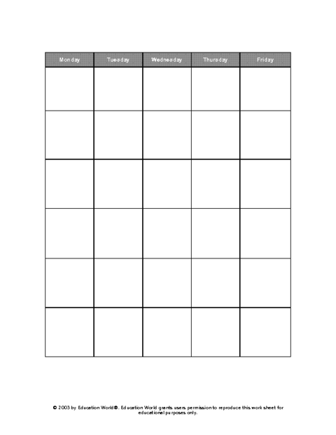 Free Blank Calendar Template 5 Day Week Template Calendar Design - Free Printable 5 Day Calendar 2024