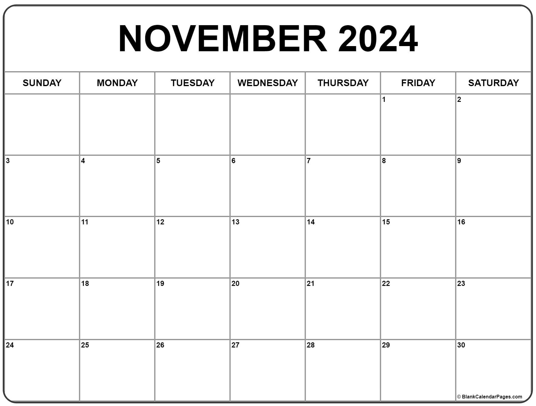 Free Calendar November 2024 Tammi Fionnula - Free Printable 12 Month Calendar November 2024