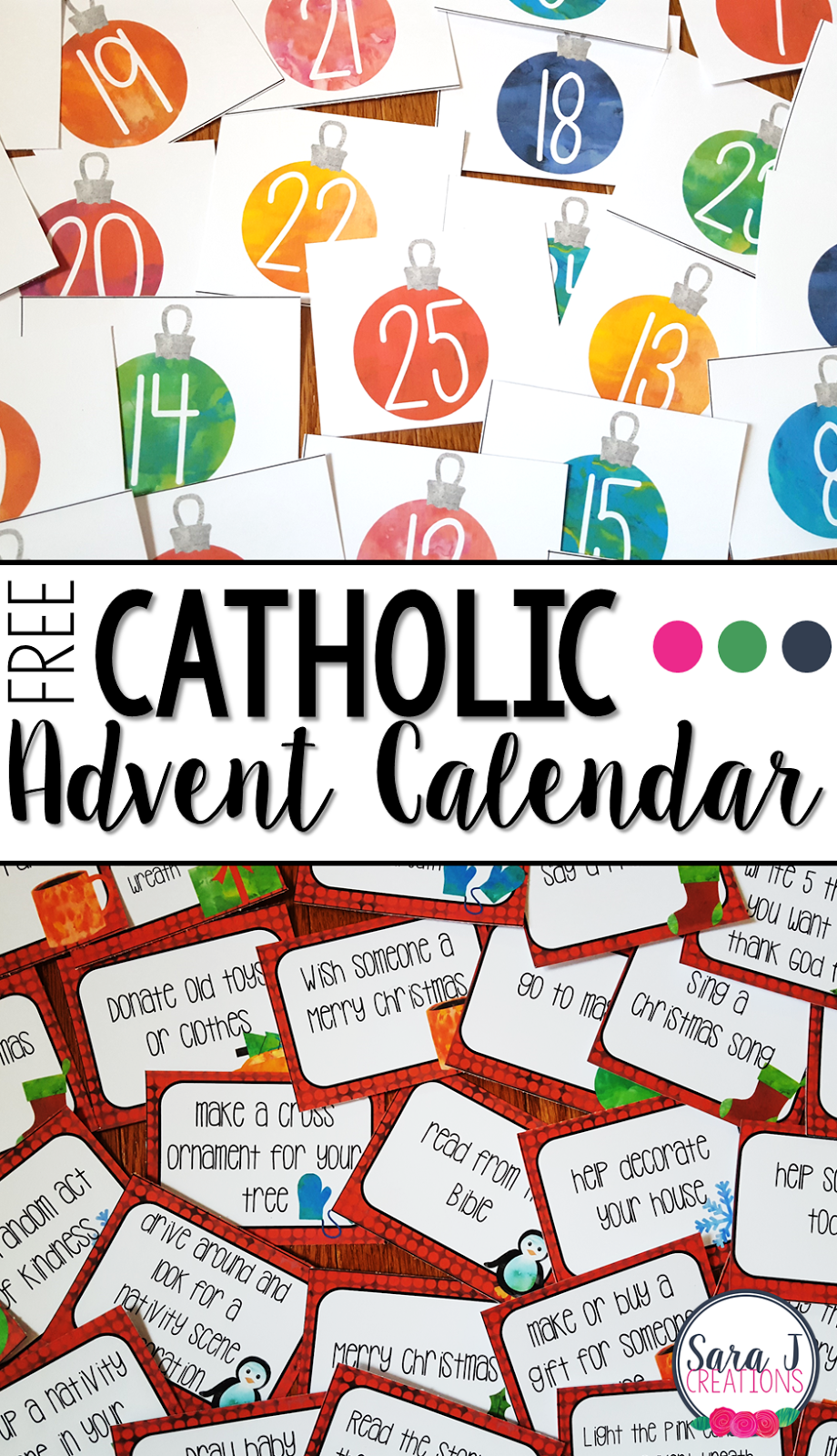 Free Catholic Advent Calendar Sara J Creations | Free Printable Advent Calendar 2024 For Kids+ Catholic