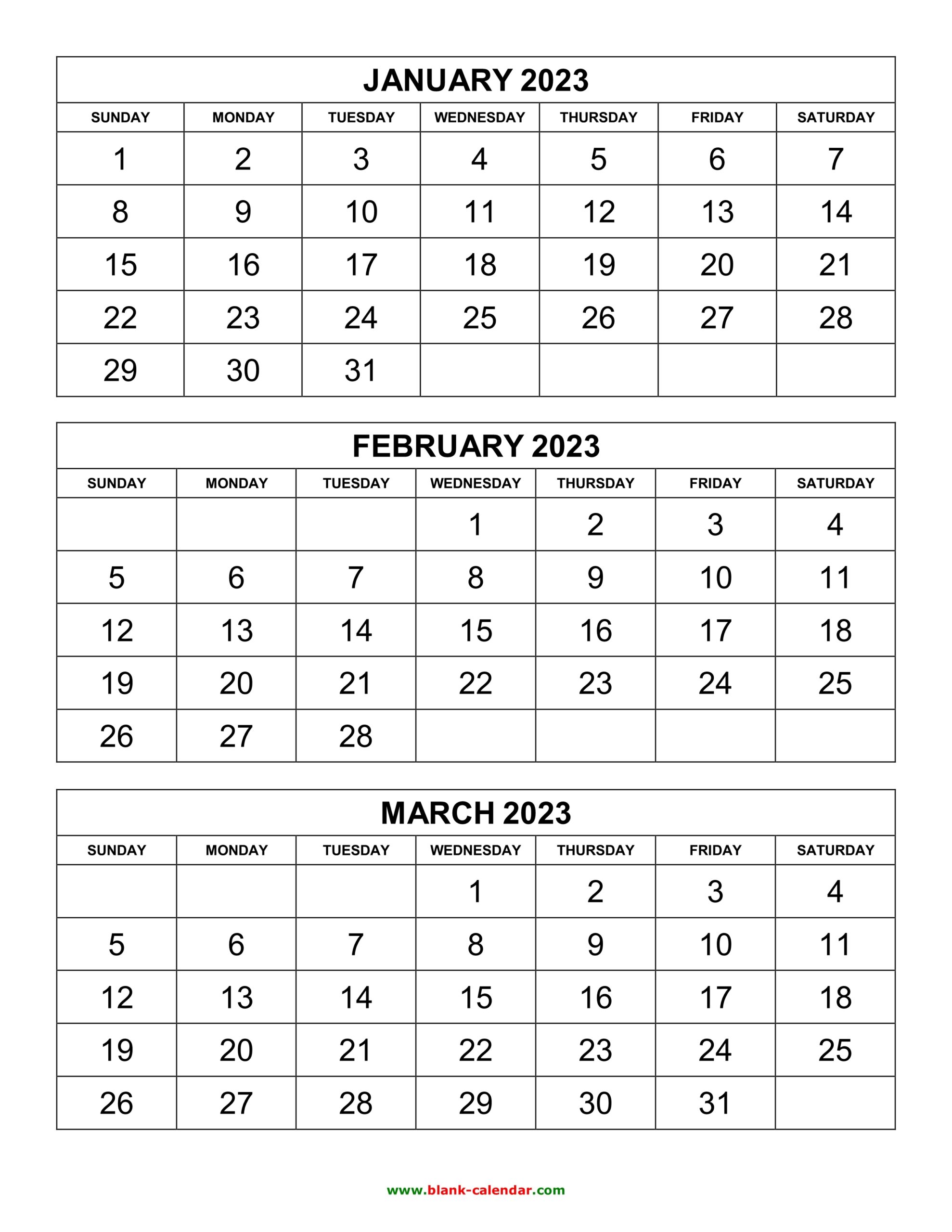Free Download Printable Calendar 2023 3 Months Per Page 4 Pages - Free Printable 2024 Calendar 3 Months Per Page