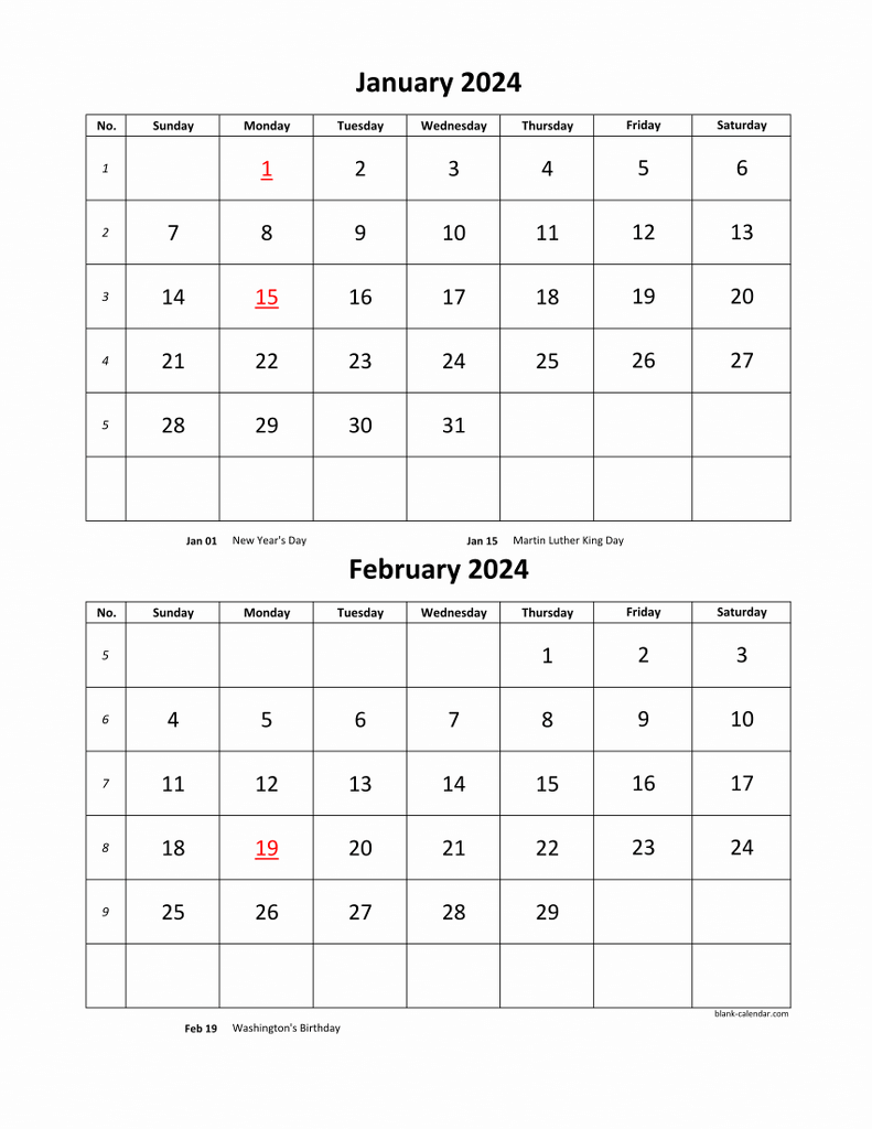Free Download Printable Calendar 2024 2 Months Per Page 6 Pages - Free Printable 2 Month Per Page Calendar 2024