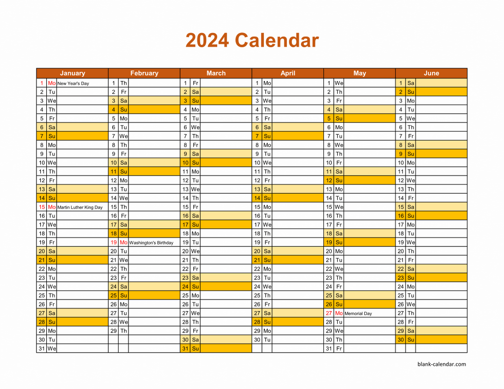 Free Download Printable Calendar 2024, Month In A Column, Half A for Free Printable Calendar 2024 With Holidays 2 Column