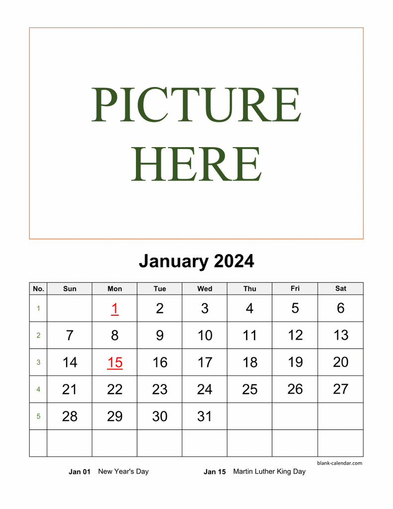 Free Download Printable Calendar 2024, Pictures Can Be Placed At for Free Printable Calendar 2024 I Can Write On