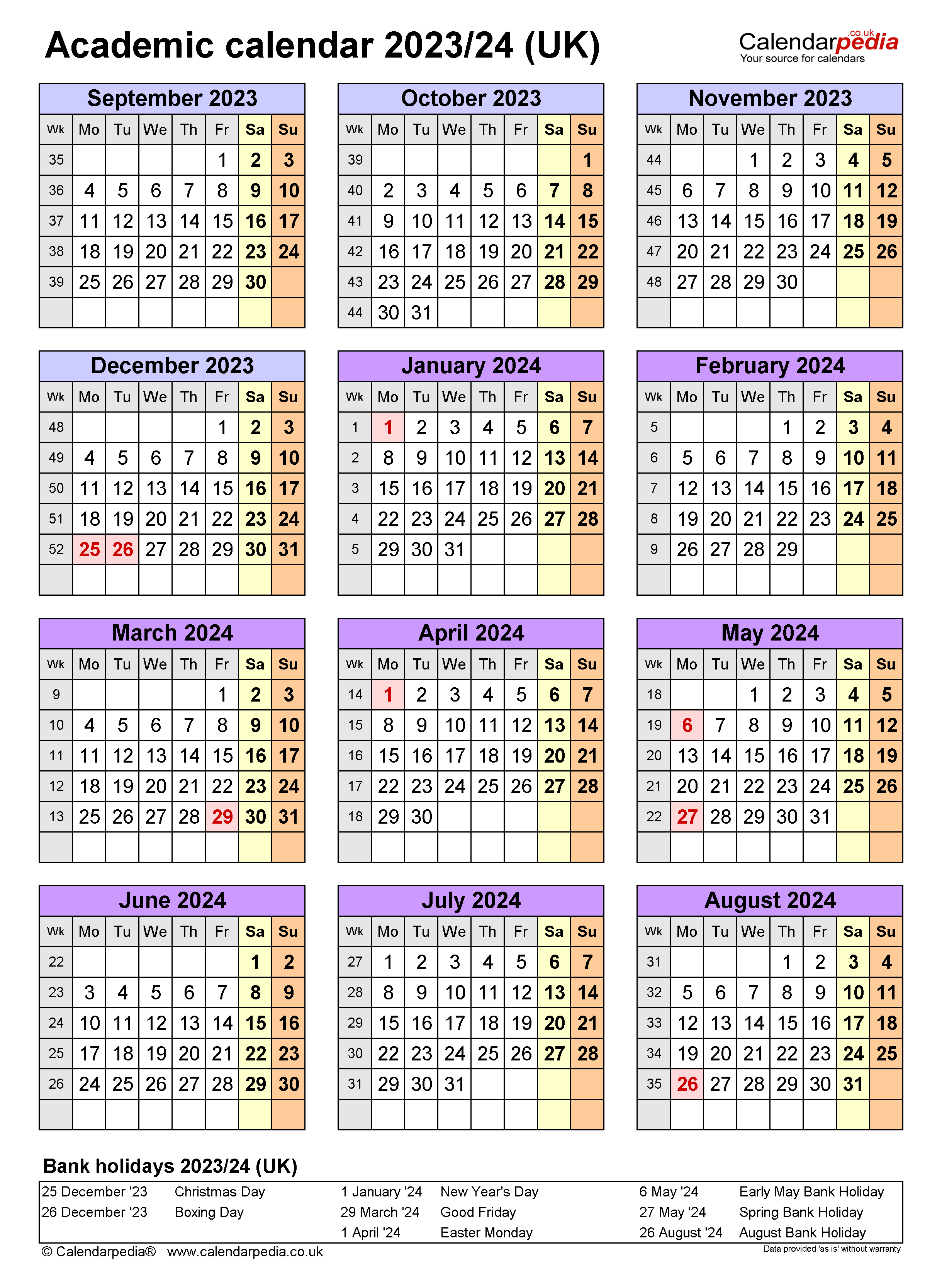 Free Editable Academic Calendar 2023 24 - Free Printable Academic Calendar 2024